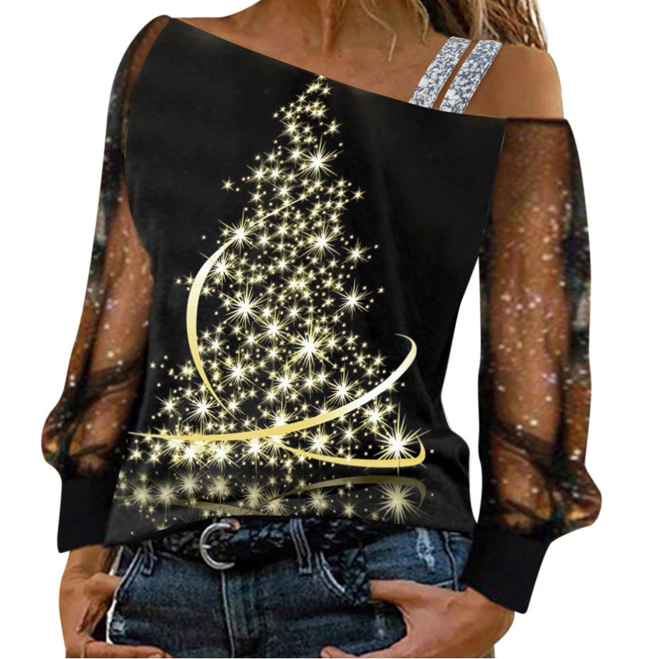 Women's Summer Sling Digital Printed Tulle Top
